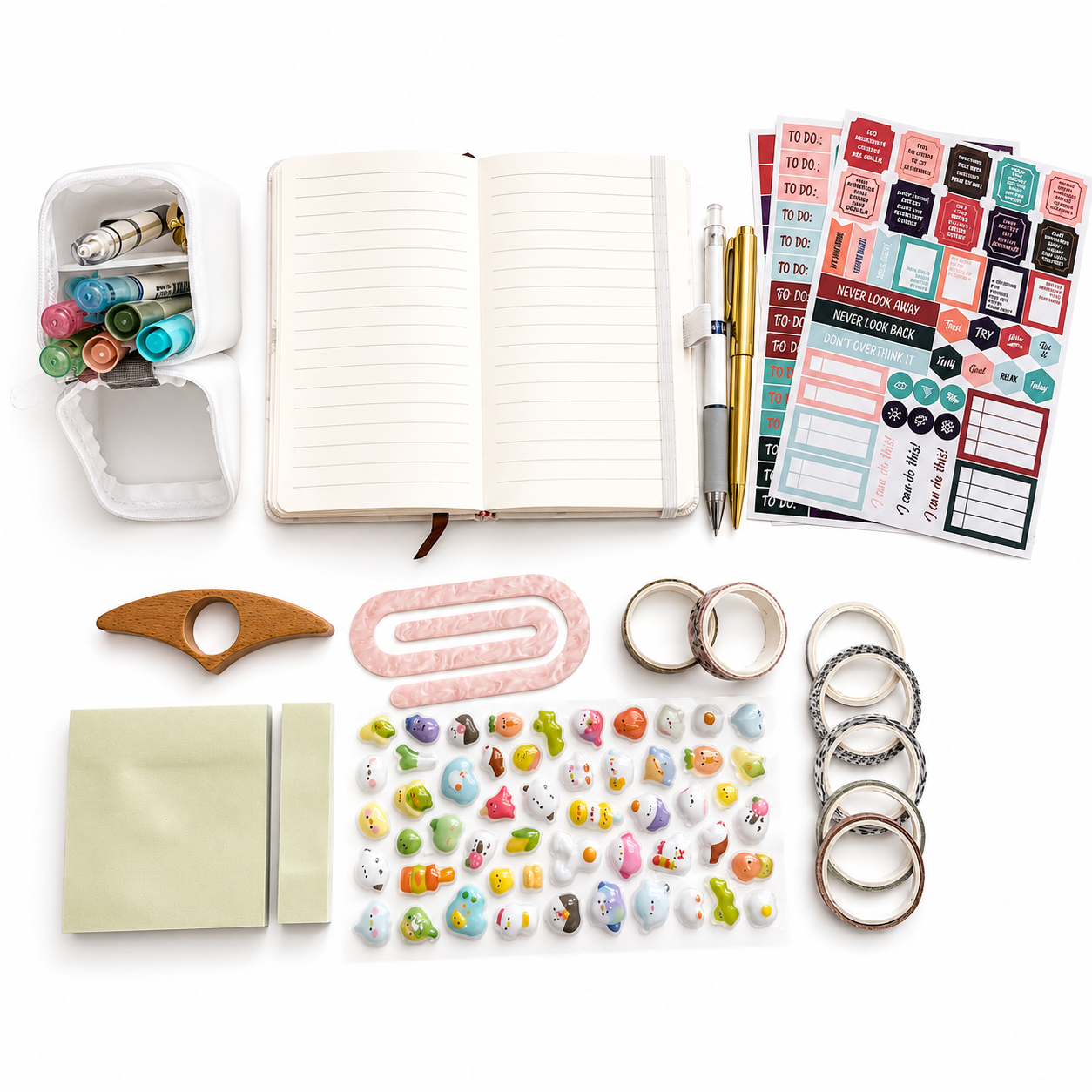 Luxury White Marble Journal Gift Set – Notebook, Pencil Case, Stickers & Stationery Box