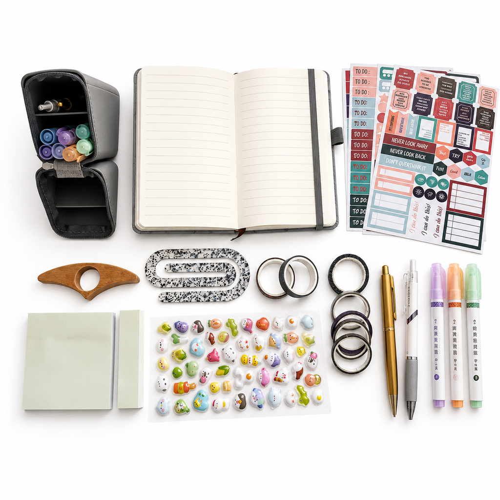 Gray Marble Stationery Gift Box | Notebook, Pencil Case, Stickers & Planner Set