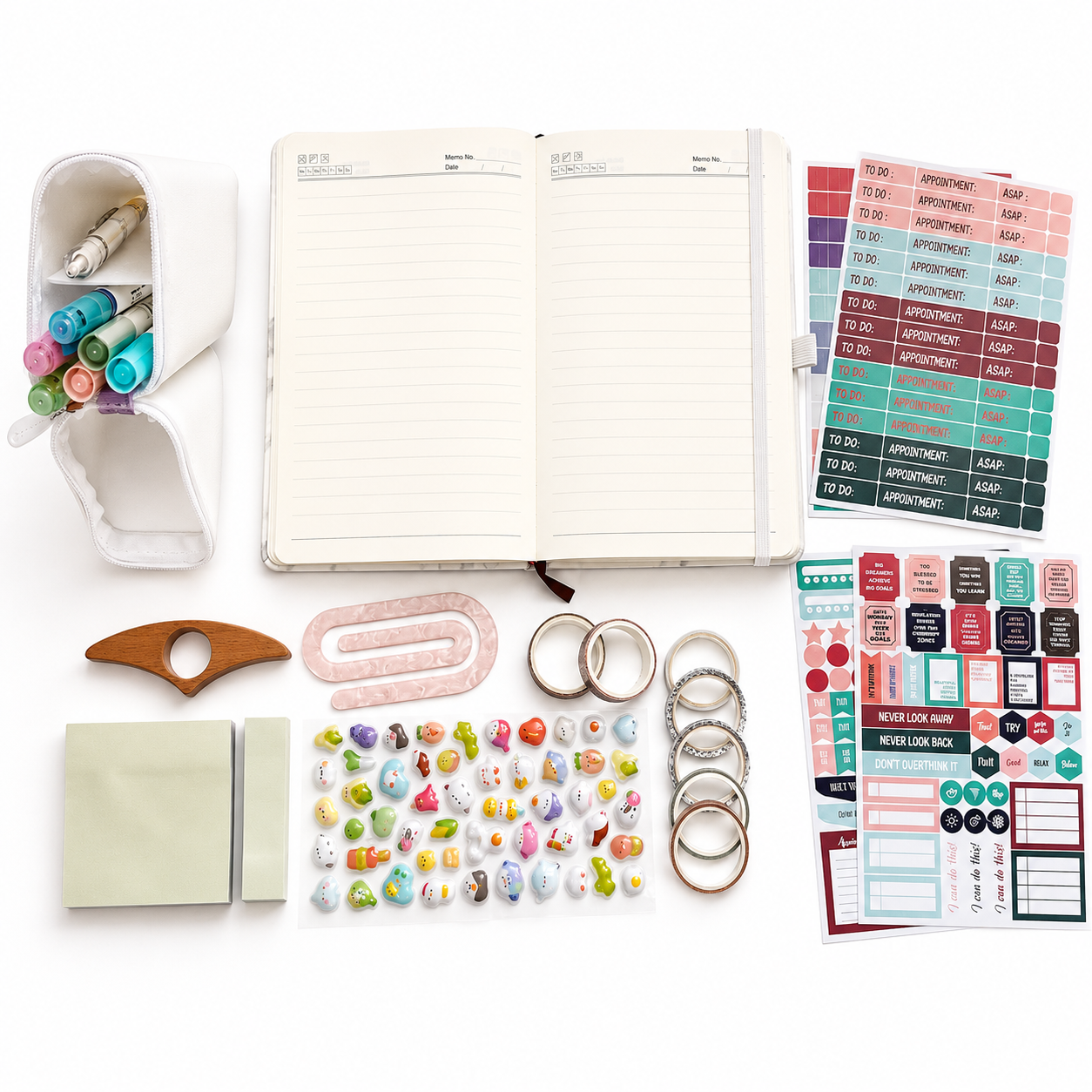 Luxury White Marble Journal Gift Set – Notebook, Pencil Case, Stickers & Stationery Box